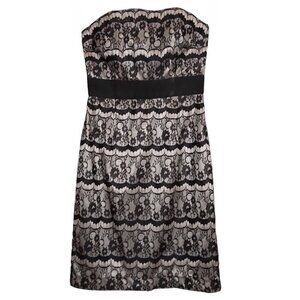 WHBM | Lace Sheath Bodycon Dress Black Strapless | Size 2